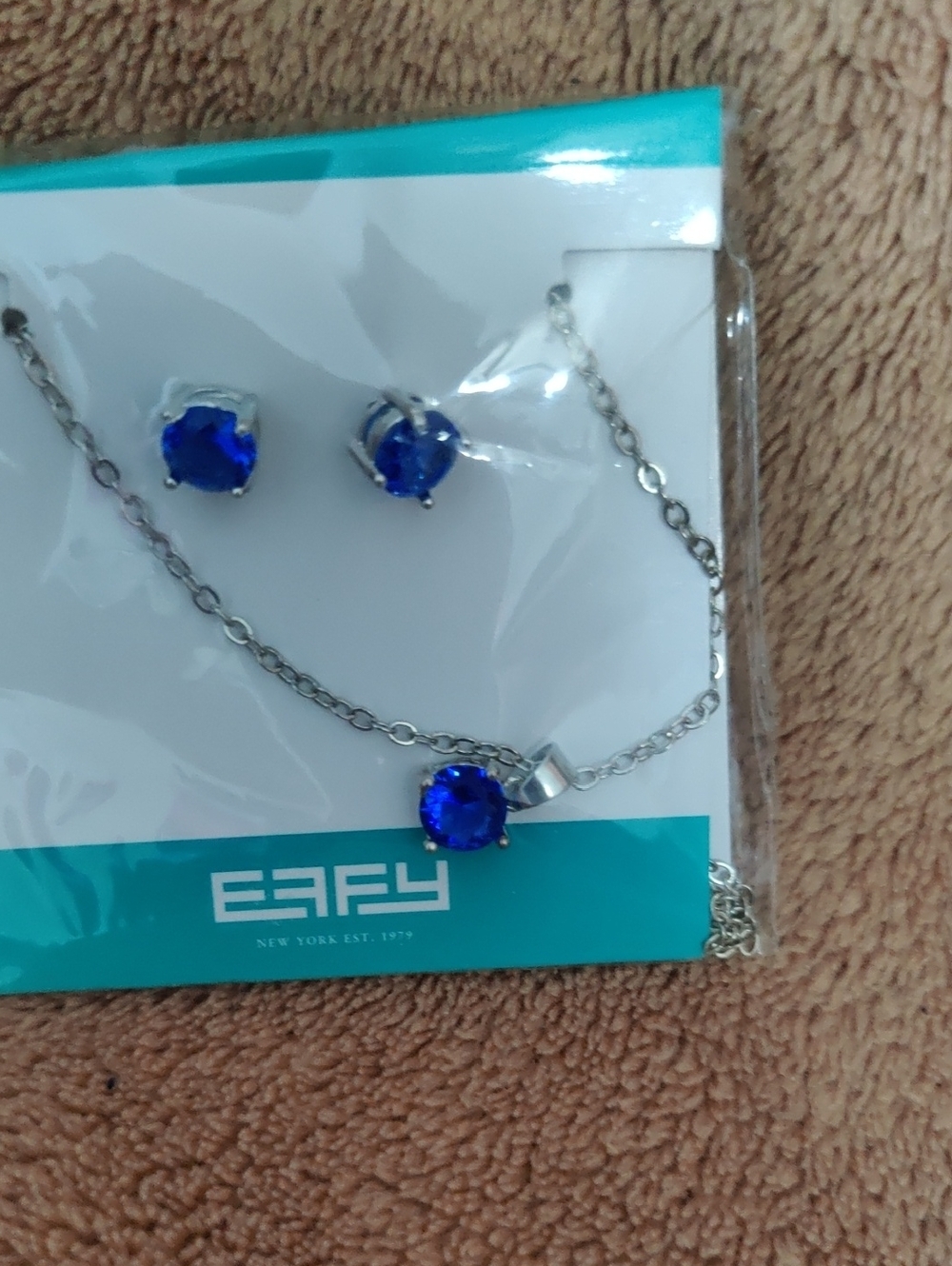 Effy Royal Blue Crystal Necklace and Stud Earrings Set